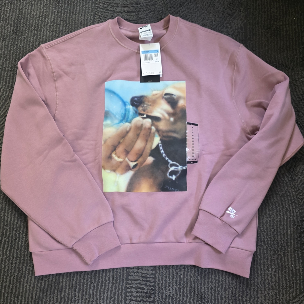 Nike Pink Dog Print Crewneck Sweater